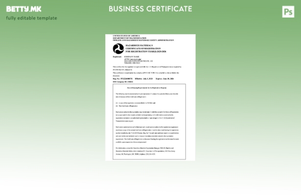 модерен стил САД сертификат за регистрација Шаблон Word и PDF, шаблон за верзи 1